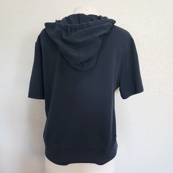 Max Mara Navy Blue Short Sleeve Hooded Top - Picture 6 of 10
